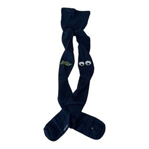 Crewcuts J.Crew Girls Blue Sparkle HELLO Monster Tights Size M/L  NEW